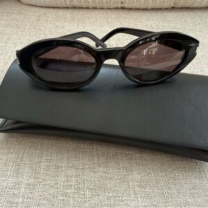 Saint Laurent SL 567 Black Oval Sunglasses